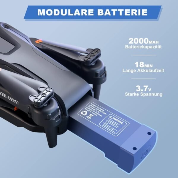 Faltbarer RC-Quadcopter mit 1080P HD FPV-Kamera – Hindernisvermeidung, Headless-Modus, Ein-Knopf-Start/Landung, 3D-Flips, Geschwindigkeitsregelung, 2 Akkus – Ideal für Anfänger. - Image 3