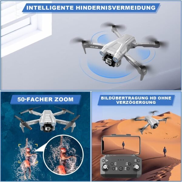 Faltbarer RC-Quadcopter mit 1080P HD FPV-Kamera – Hindernisvermeidung, Headless-Modus, Ein-Knopf-Start/Landung, 3D-Flips, Geschwindigkeitsregelung, 2 Akkus – Ideal für Anfänger. - Image 4